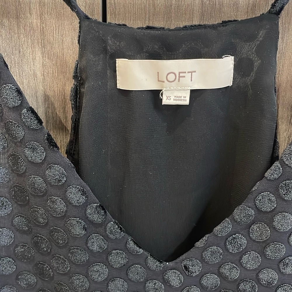 Loft black velvet polka dot camisole